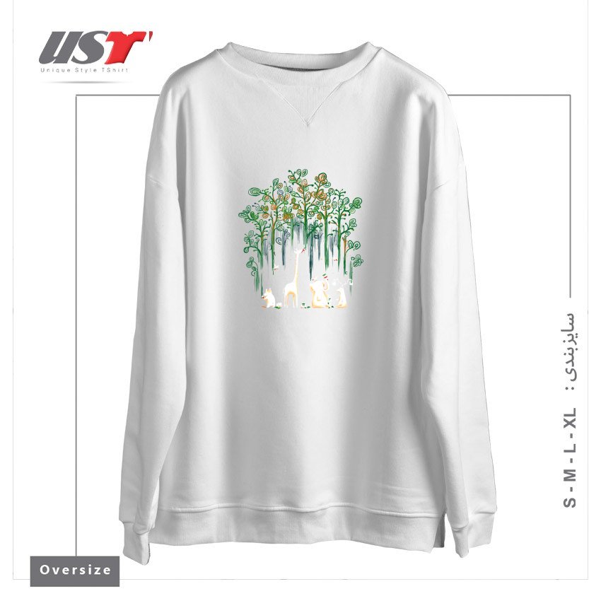 طرح FORESTATION سوییشرت اورسایزرنگ سفید