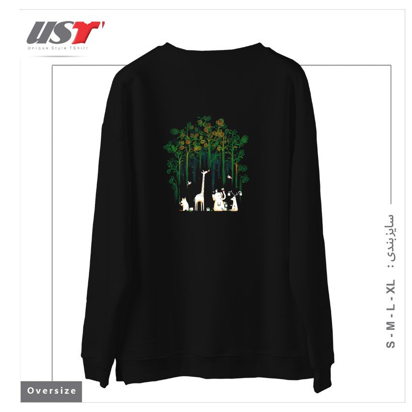 طرح FORESTATION سوییشرت اورسایزرنگ مشکی