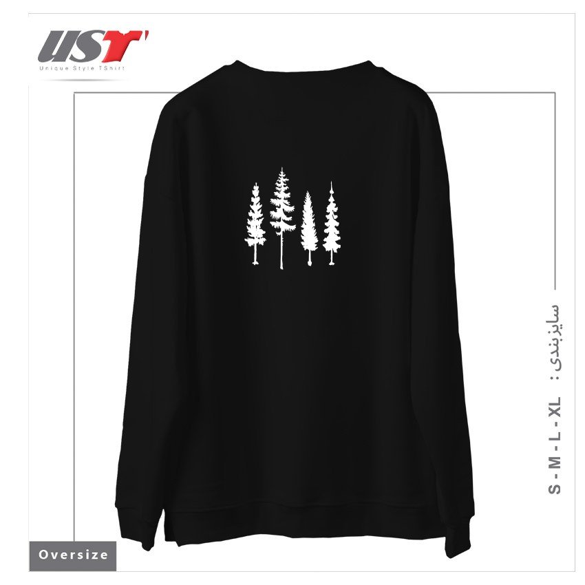 طرح FOUR TREES سوییشرت اورسایزرنگ مشکی