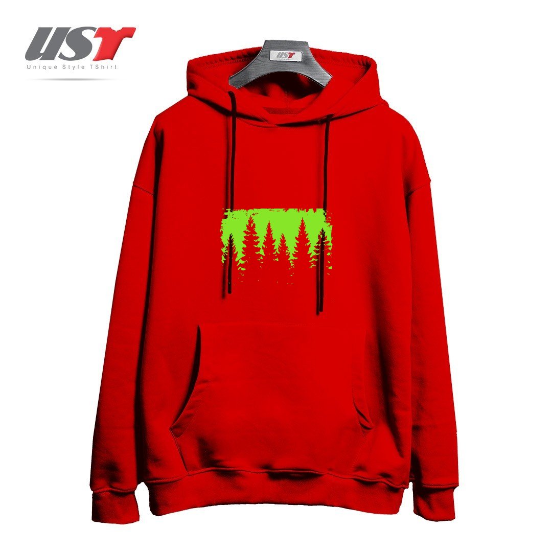 هودی اورسایز طرح GREEN FOREST ILLUSTRATION