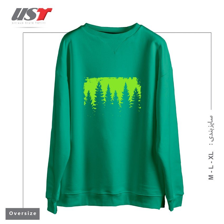 سوییشرت اورسایز طرح GREEN FOREST ILLUSTRATION