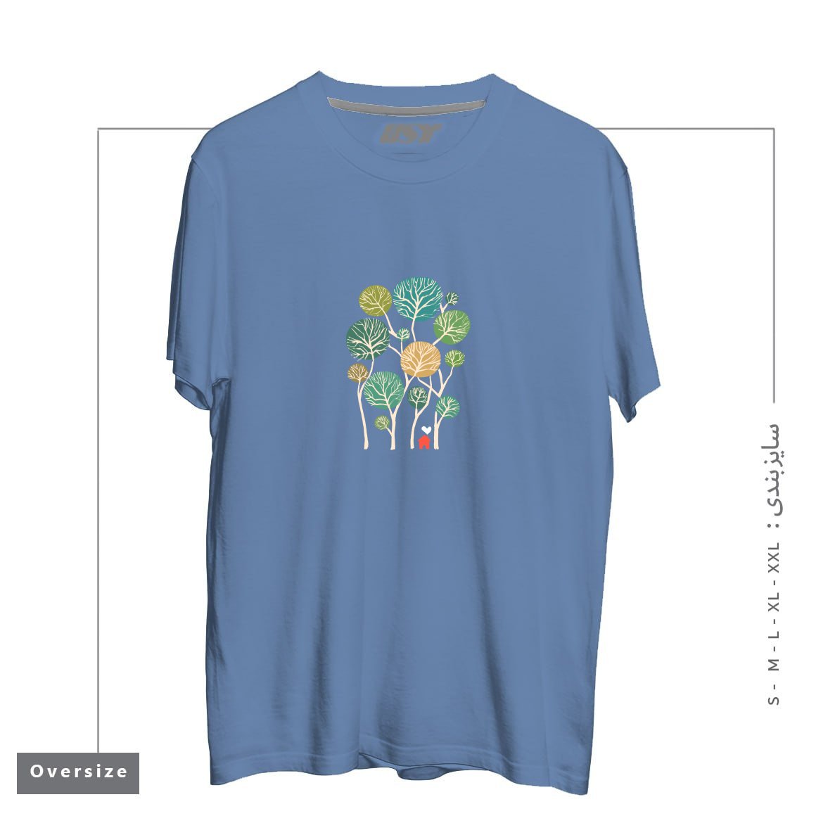 طرح HERMITAGE تیشرت اورسایزرنگ آبی نفتی