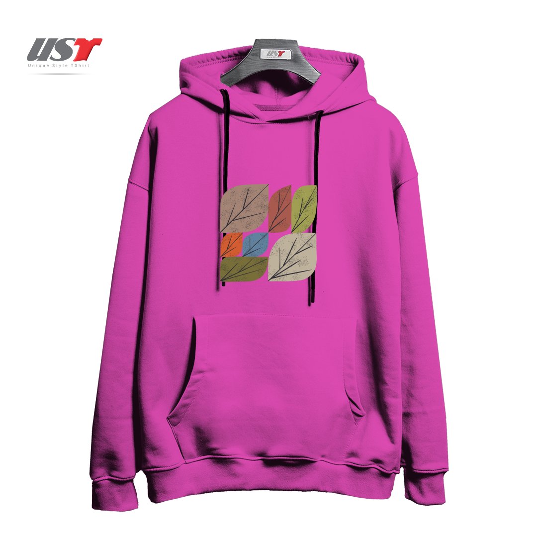 طرح LEAF GRID هودی اورسایزرنگ صورتی