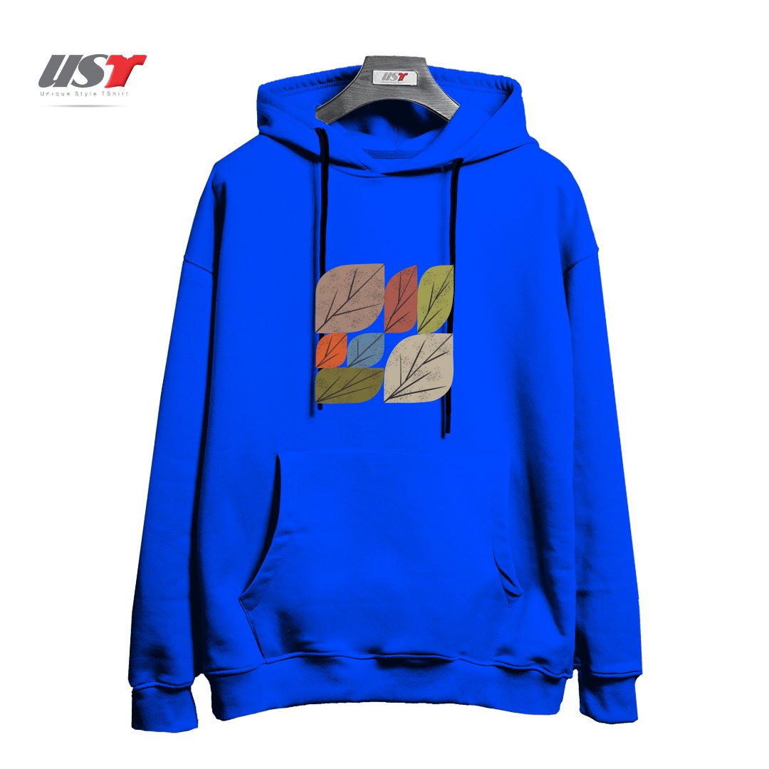 طرح LEAF GRID هودی اورسایزرنگ آبی شالی