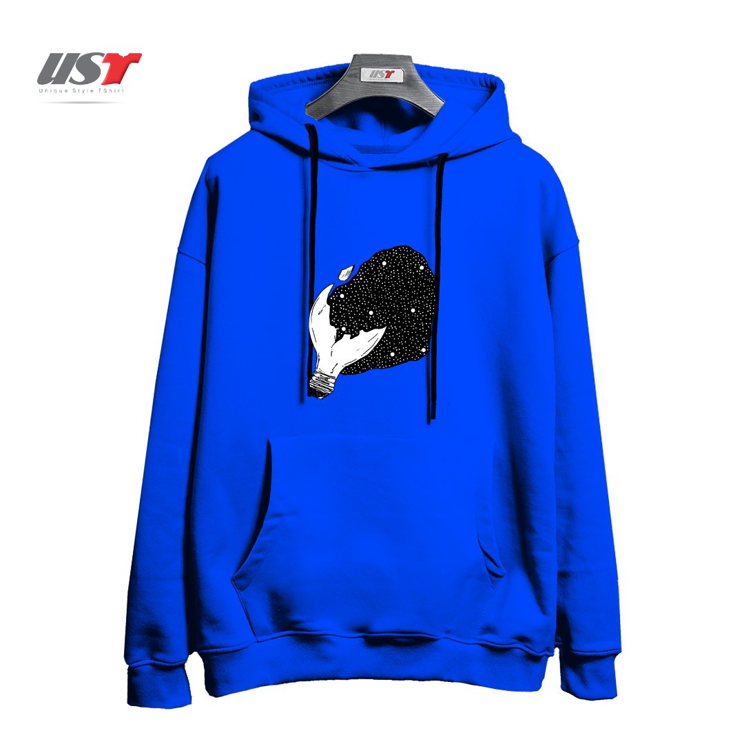 طرح INJURED هودی اورسایزرنگ آبی شالی