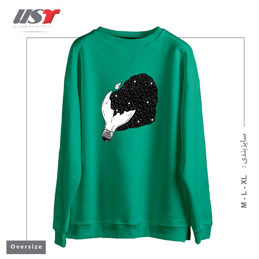 طرح INJURED سوییشرت اورسایزرنگ سبز سدری