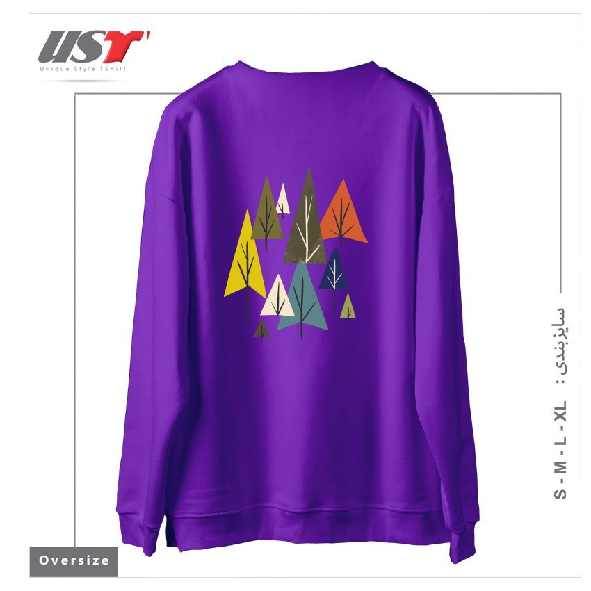 طرح MULTICOLOR PINES سوییشرت اورسایزرنگ بنفش