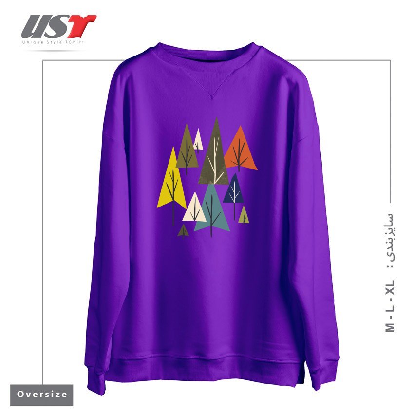 طرح MULTICOLOR PINES سوییشرت اورسایزرنگ بنفش