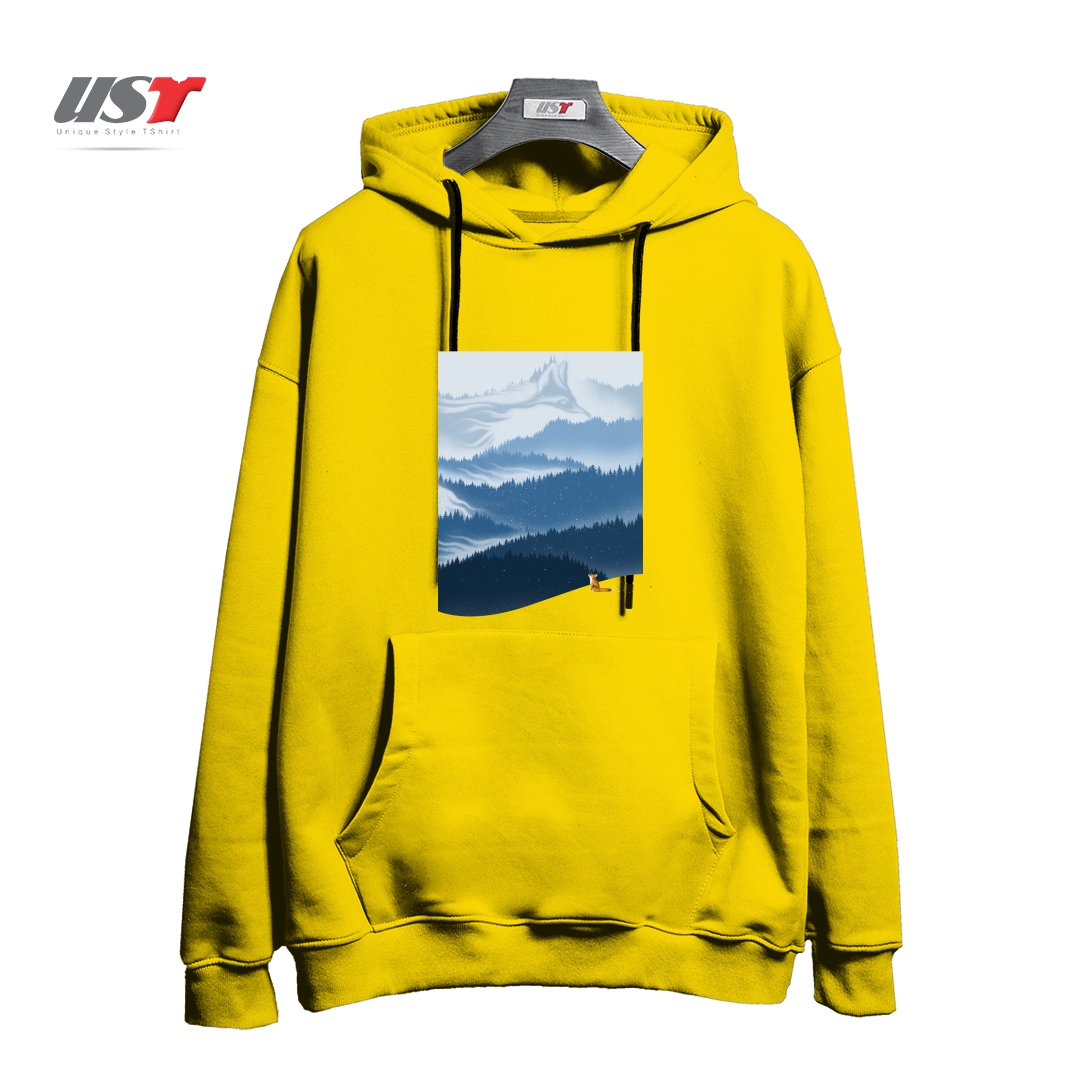 طرح MOUNTAIN SPIRIT هودی اورسایزرنگ زرد
