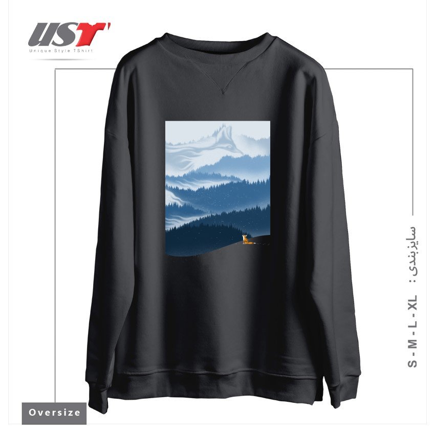 طرح MOUNTAIN SPIRIT سوییشرت اورسایزرنگ دودی