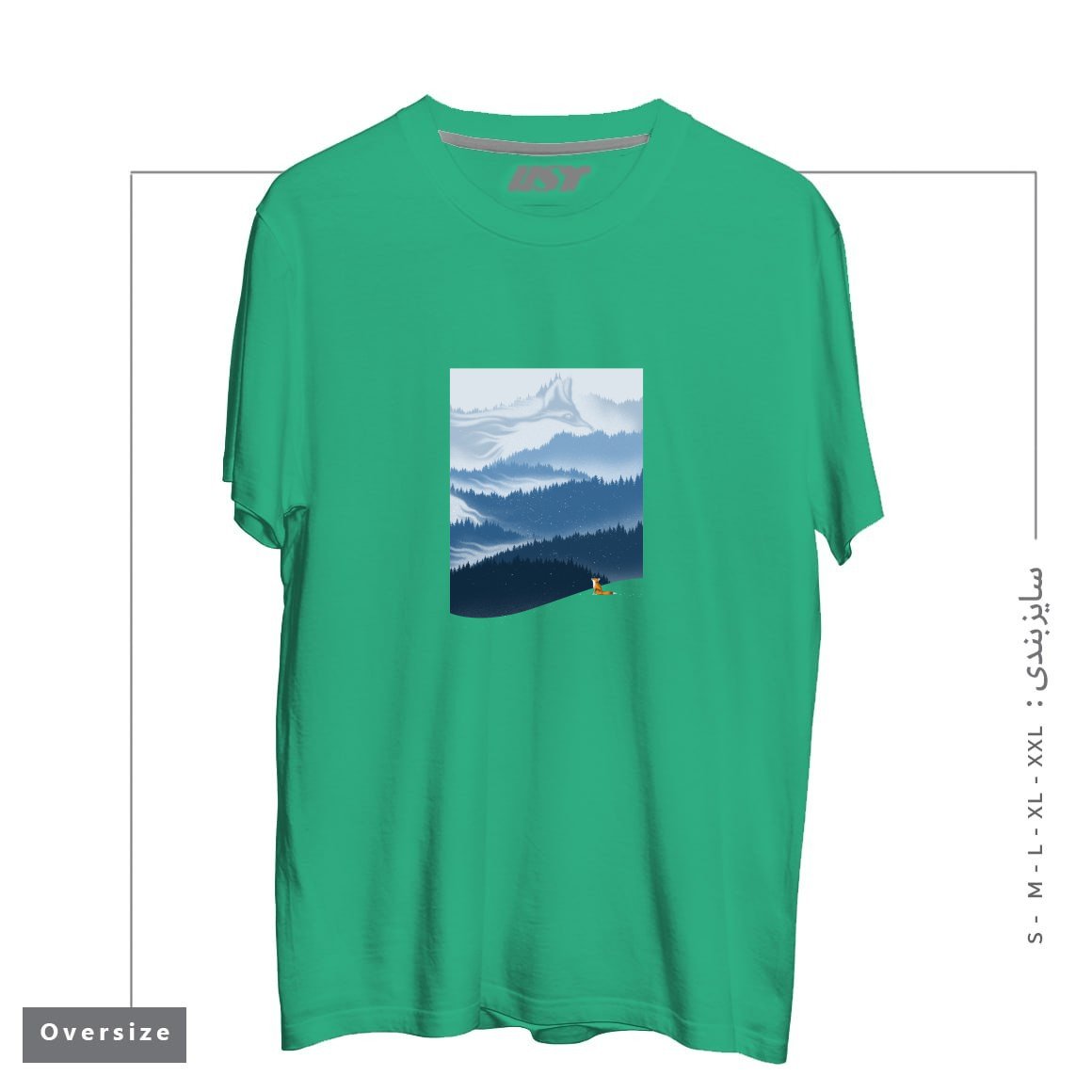 طرح MOUNTAIN SPIRIT تیشرت اورسایزرنگ سبز