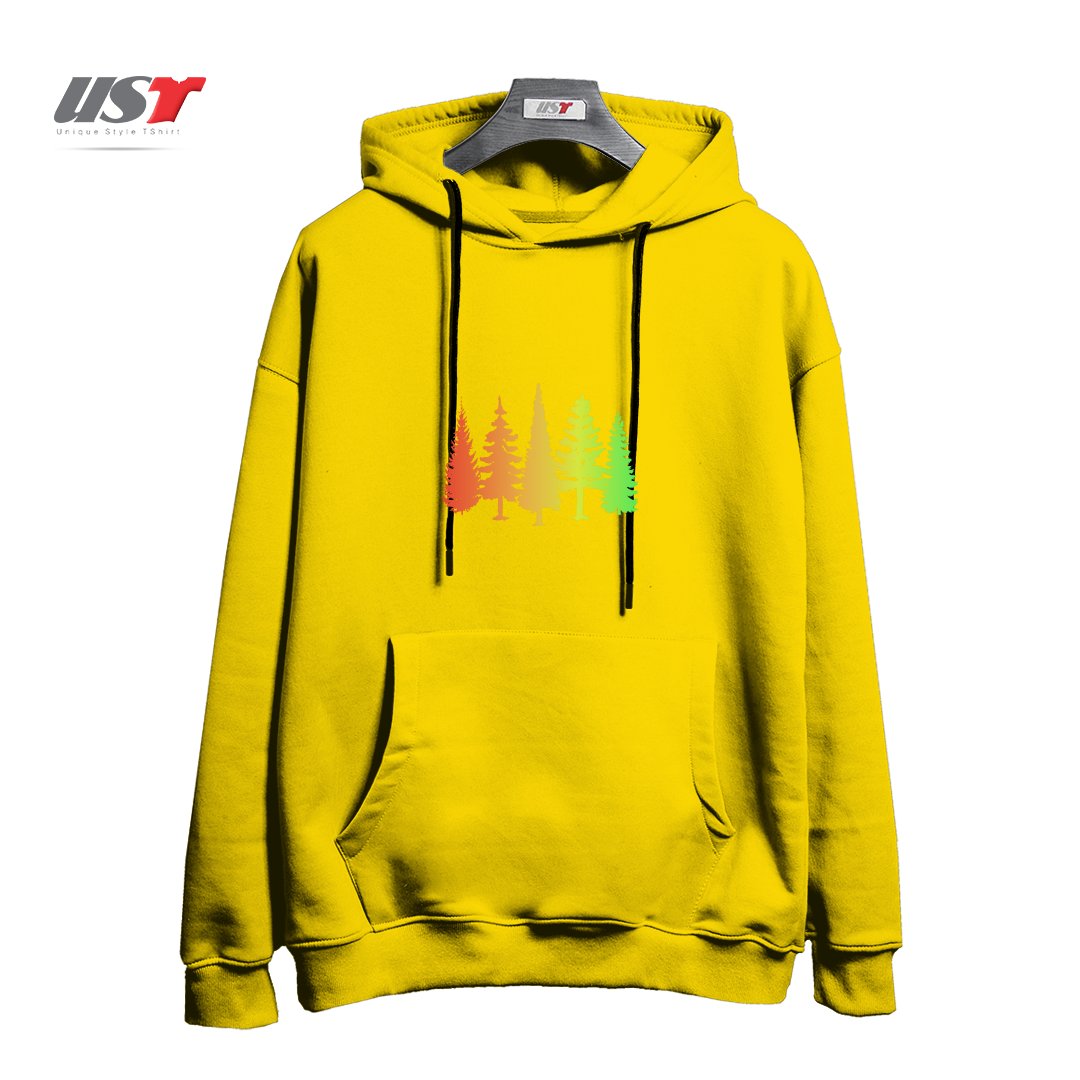 طرح NATURE IS AWESOME هودی اورسایزرنگ زرد