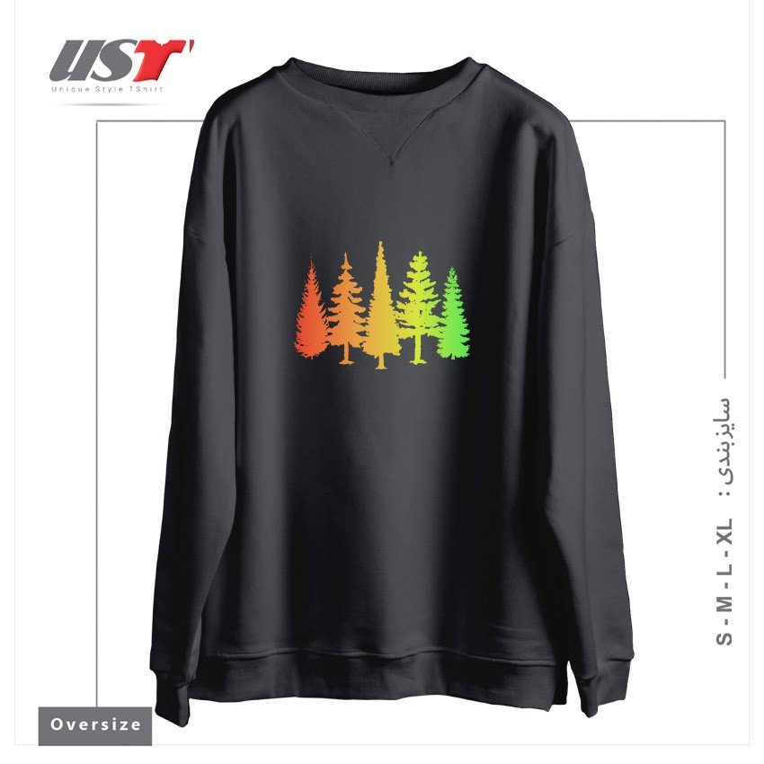 طرح NATURE IS AWESOME سوییشرت اورسایزرنگ دودی