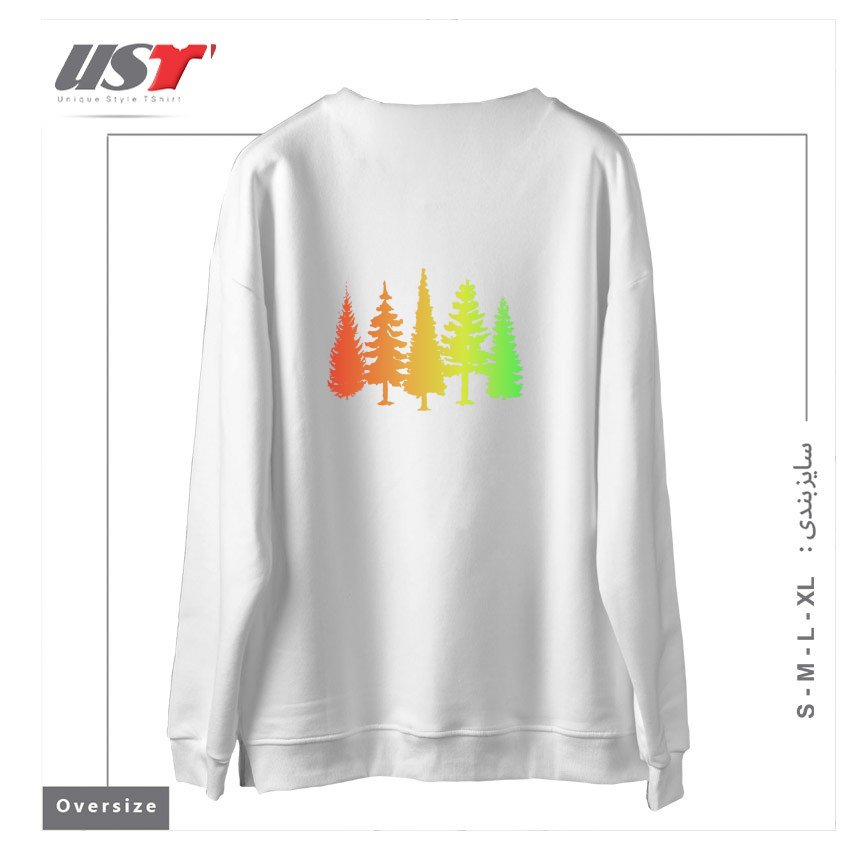 طرح NATURE IS AWESOME سوییشرت اورسایزرنگ سفید