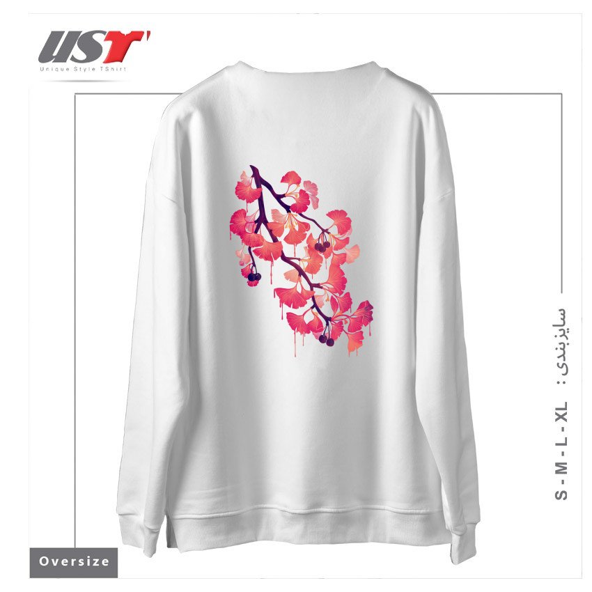 طرح O, GINKGO سوییشرت اورسایزرنگ سفید