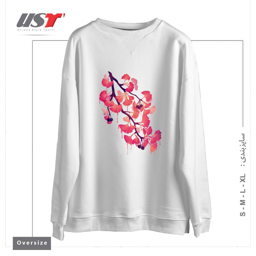 طرح O, GINKGO سوییشرت اورسایزرنگ سفید