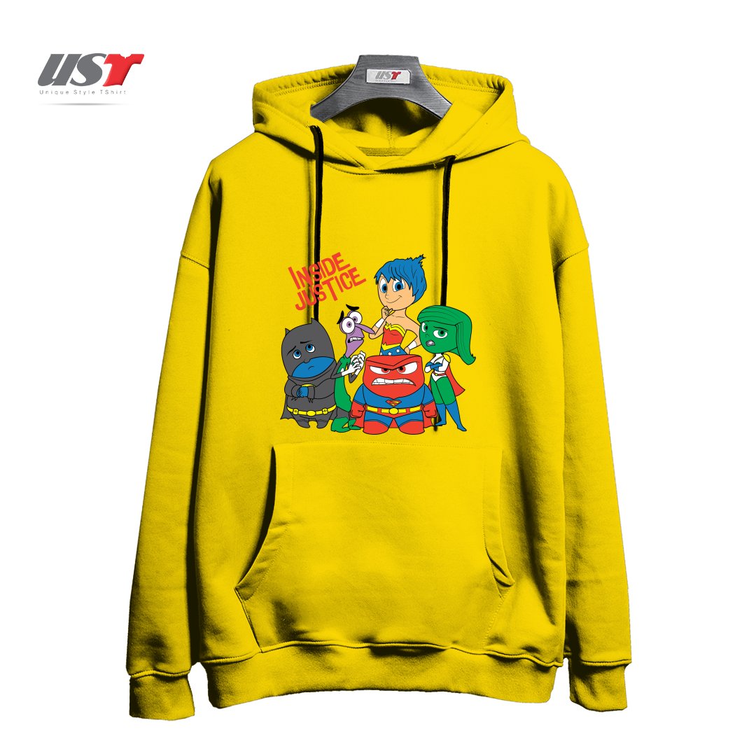 طرح INSIDE JUSTICE هودی اورسایزرنگ زرد