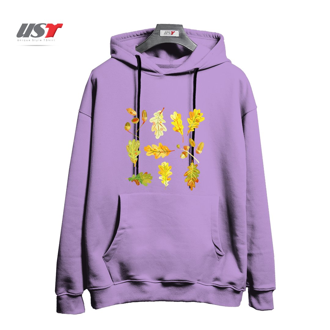 طرح OAK LEAVES AND ACORNS DARK هودی اورسایزرنگ یاسی