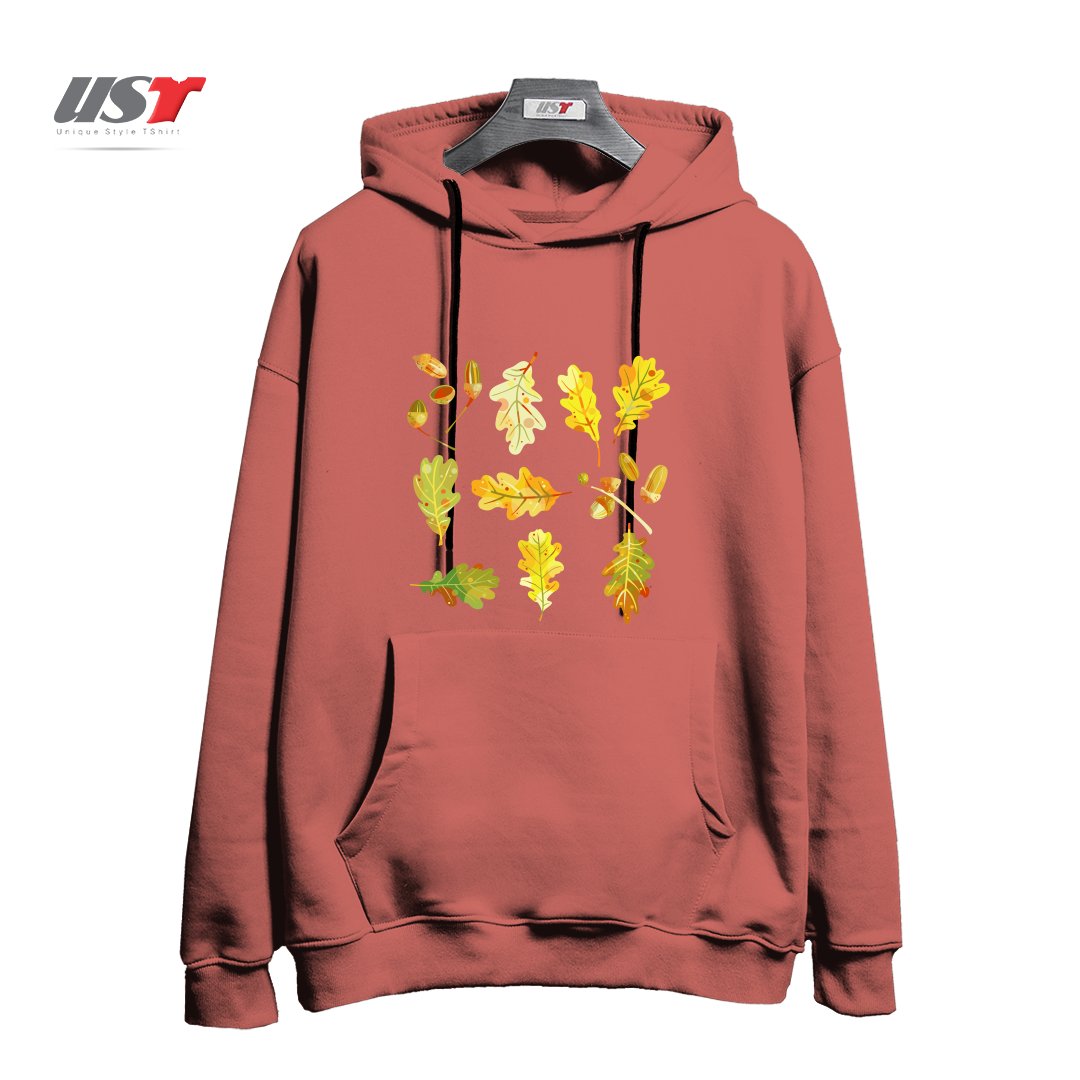 هودی اورسایز طرح OAK LEAVES AND ACORNS DARK