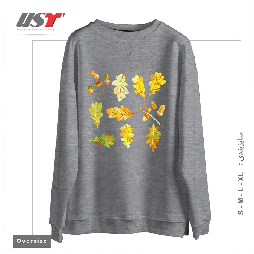 سوییشرت اورسایز طرح OAK LEAVES AND ACORNS DARK