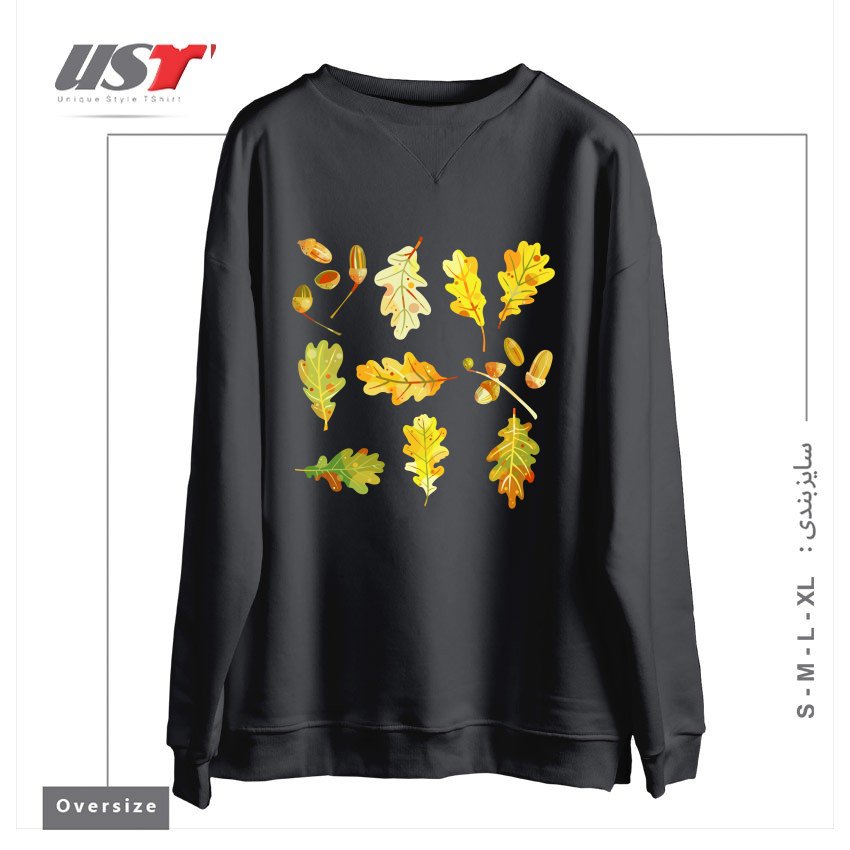 سوییشرت اورسایز طرح OAK LEAVES AND ACORNS DARK