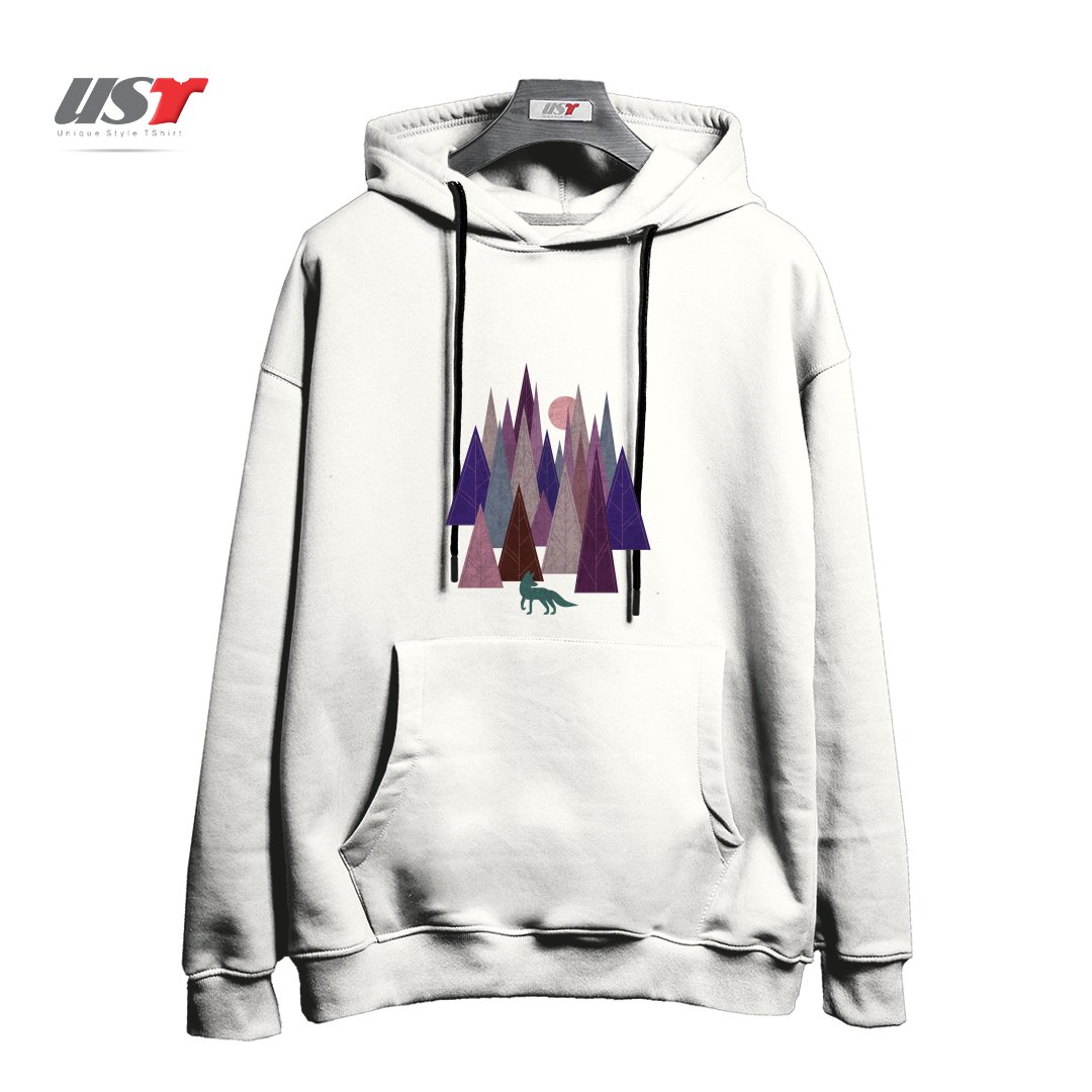 طرح STRANGE FOREST هودی اورسایزرنگ سفید