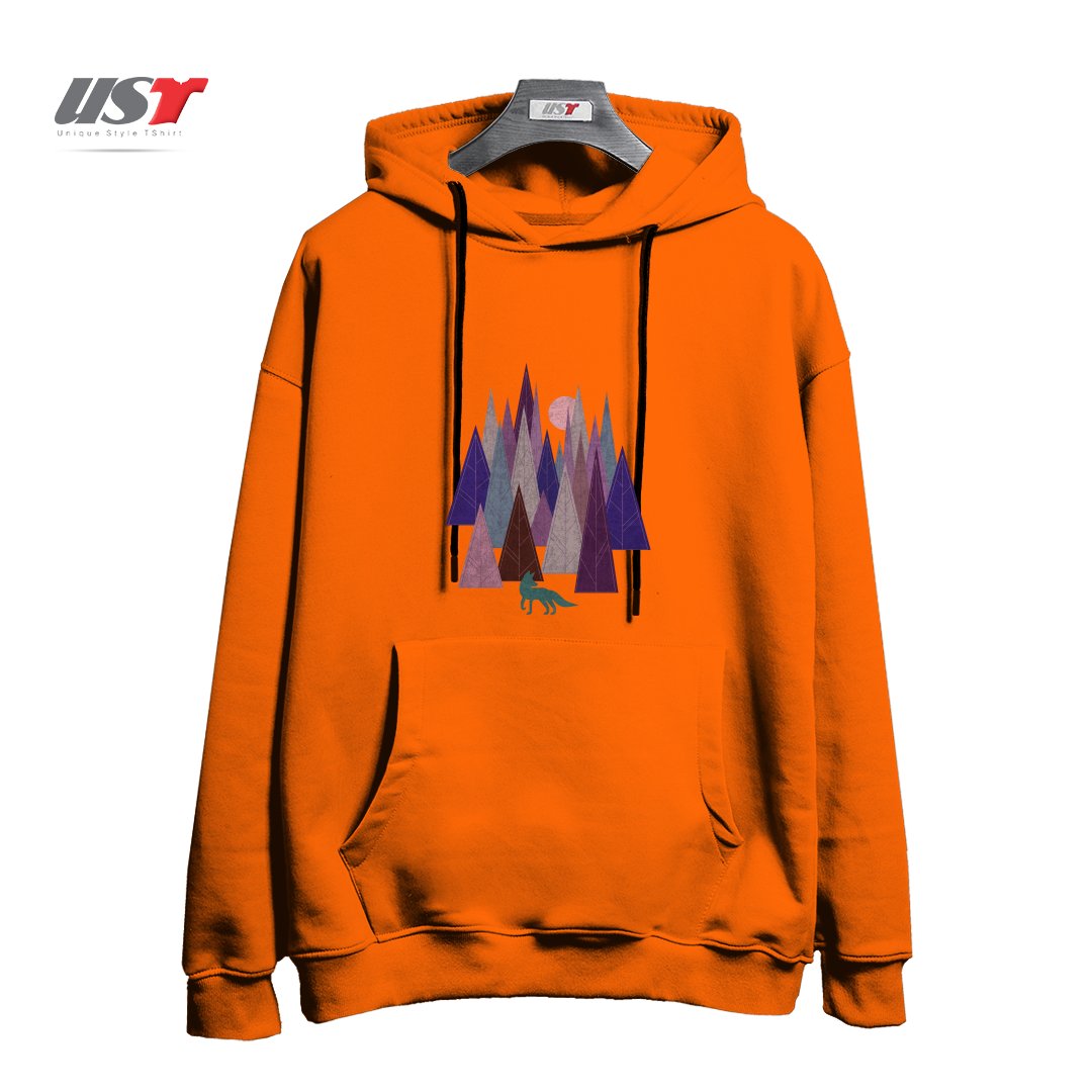 طرح STRANGE FOREST هودی اورسایزرنگ نارنجی