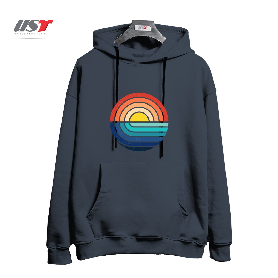 طرح SUNSET AND WAVES هودی اورسایزرنگ دودی