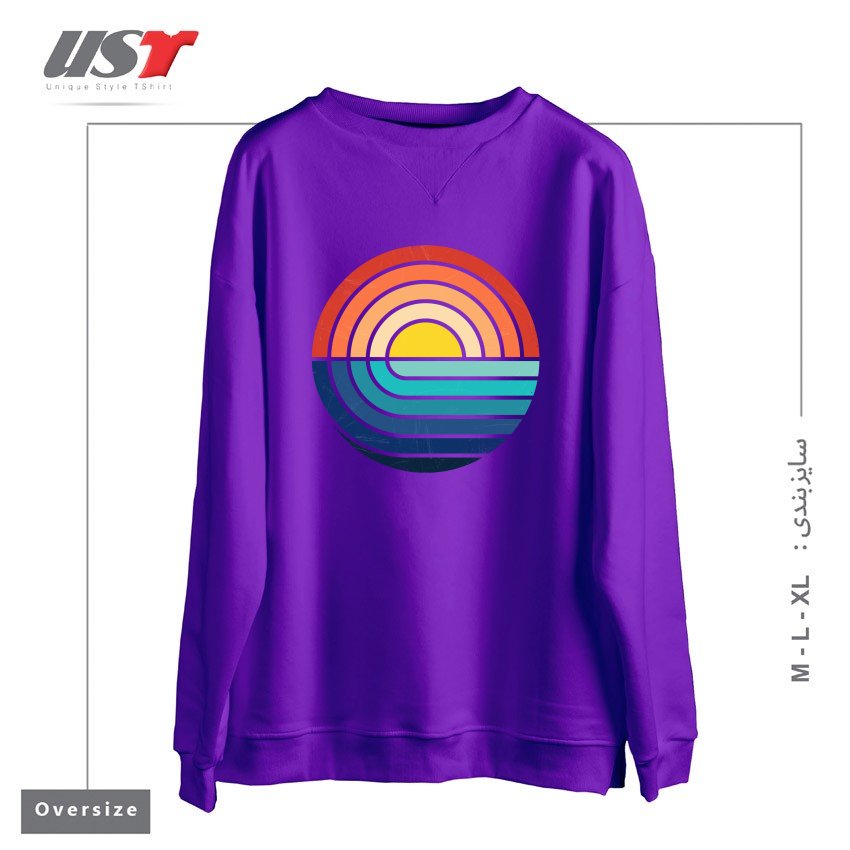 سوییشرت اورسایز طرح SUNSET AND WAVES
