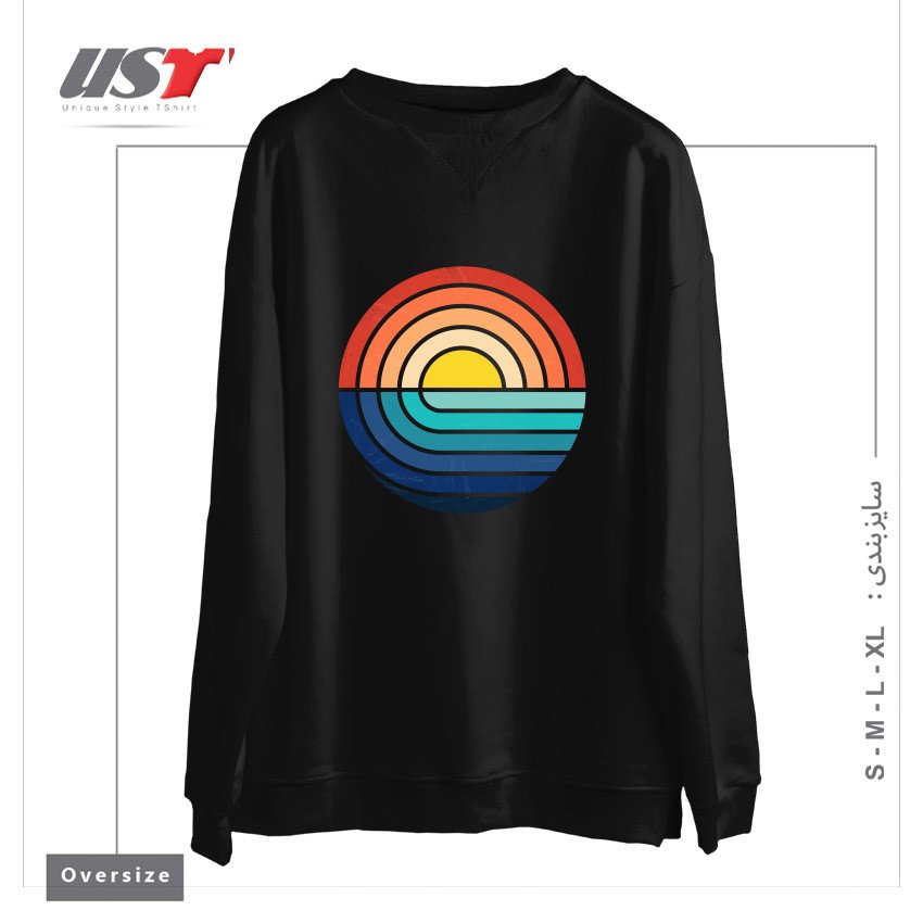 سوییشرت اورسایز طرح SUNSET AND WAVES