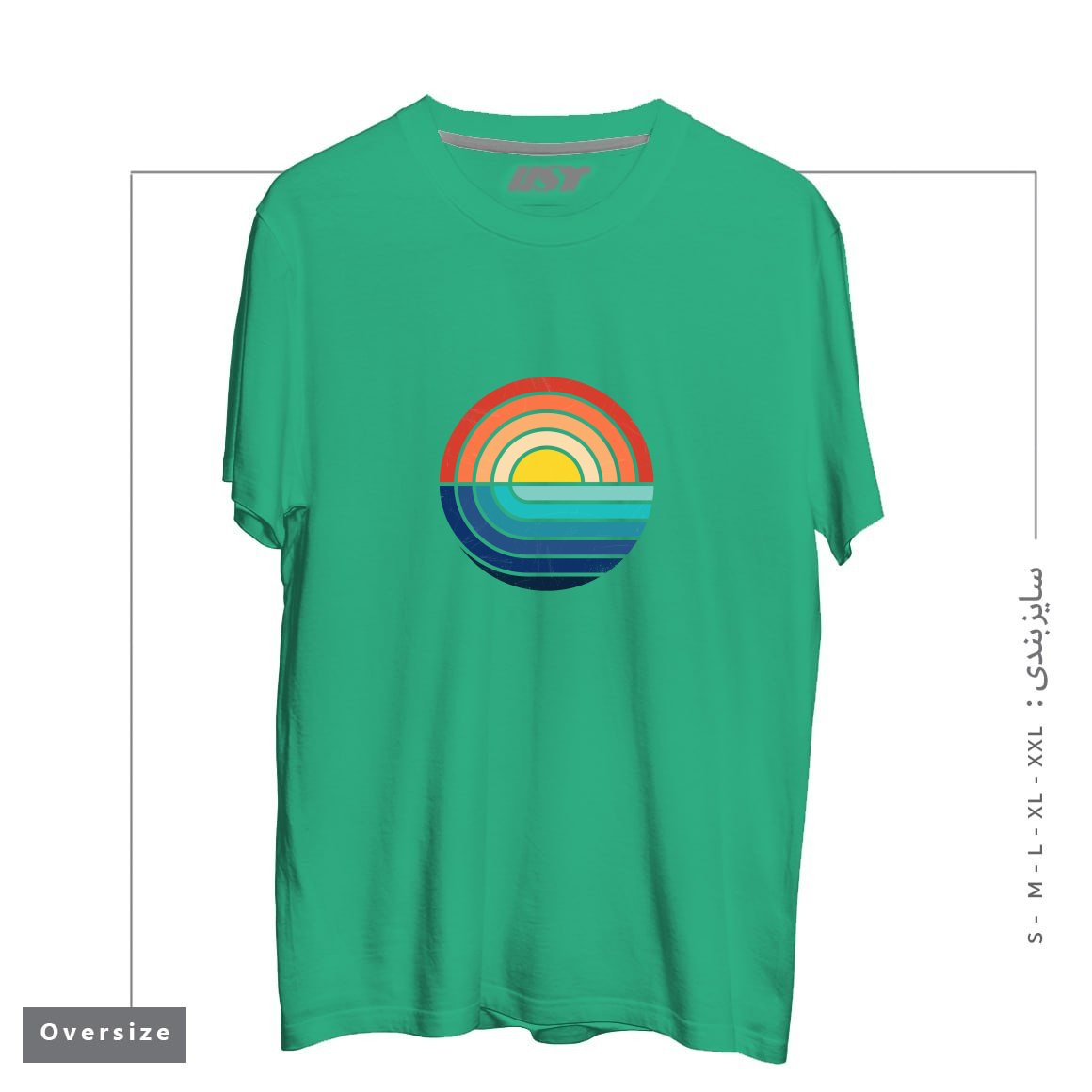 تیشرت اورسایز طرح SUNSET AND WAVES