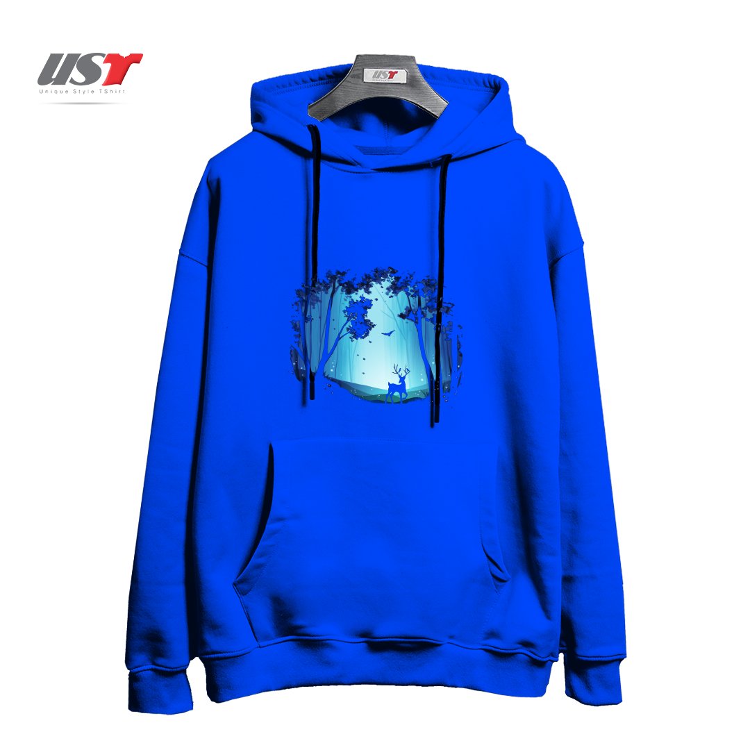 طرح THE HEART OF THE FOREST هودی اورسایزرنگ آبی شالی