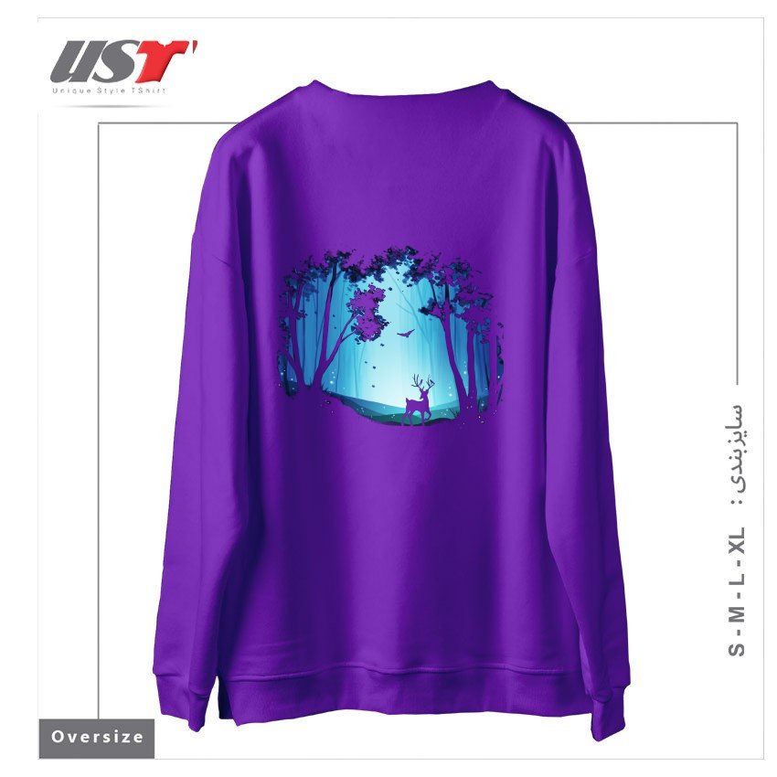 طرح THE HEART OF THE FOREST سوییشرت اورسایزرنگ بنفش