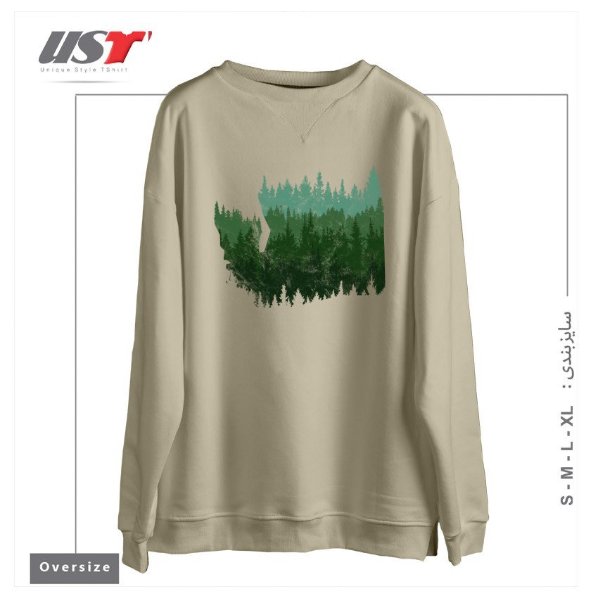 طرح THE WASHINGTON ESCAPE سوییشرت اورسایزرنگ نخودی