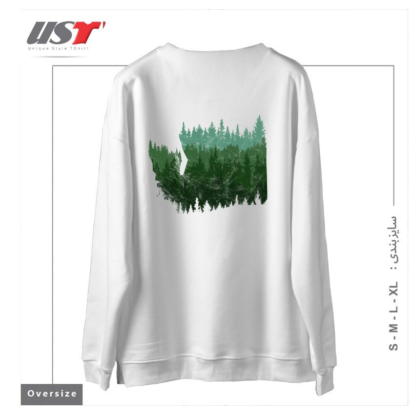 طرح THE WASHINGTON ESCAPE سوییشرت اورسایزرنگ سفید