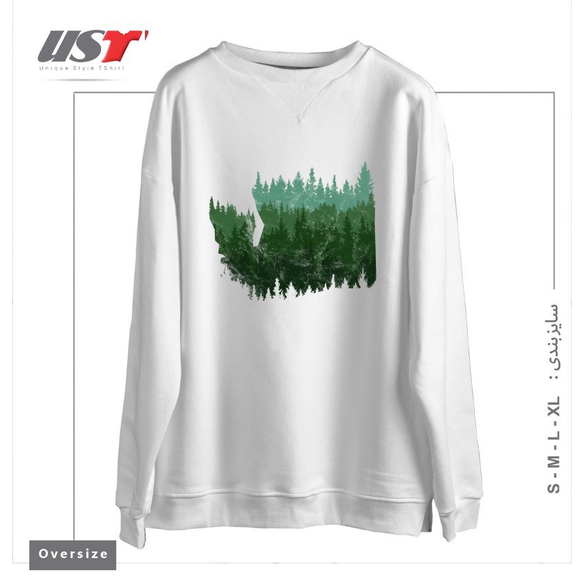 طرح THE WASHINGTON ESCAPE سوییشرت اورسایزرنگ سفید