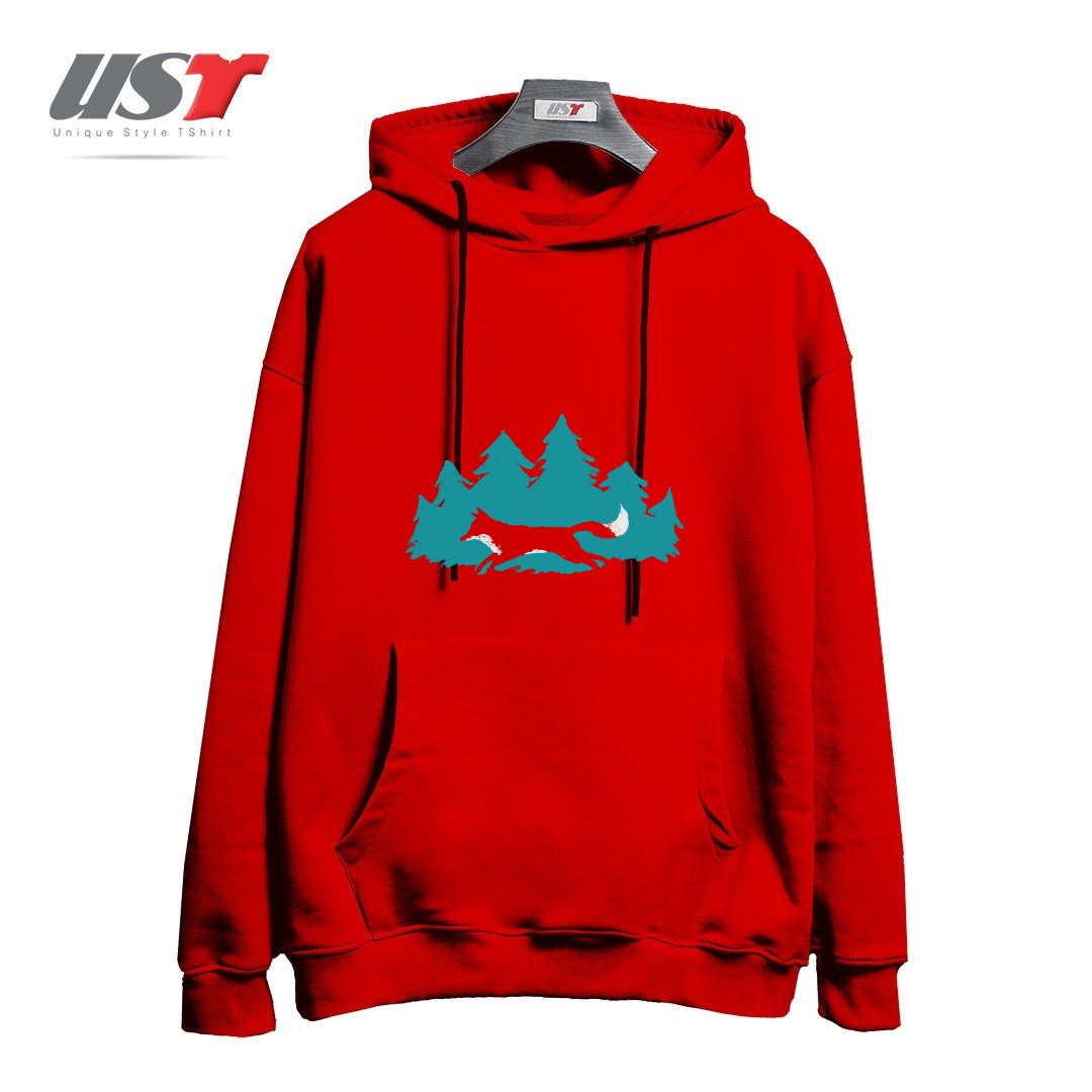 طرح WILD CREATURE هودی اورسایزرنگ قرمز