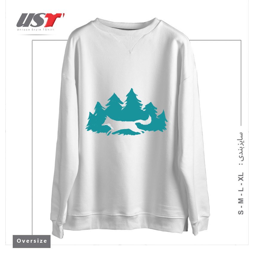 طرح WILD CREATURE سوییشرت اورسایزرنگ سفید