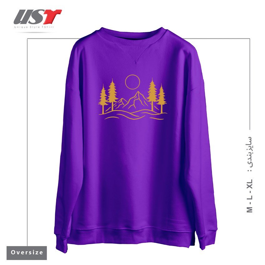طرح WILDERNESS - GOLDEN VERSION سوییشرت اورسایزرنگ بنفش