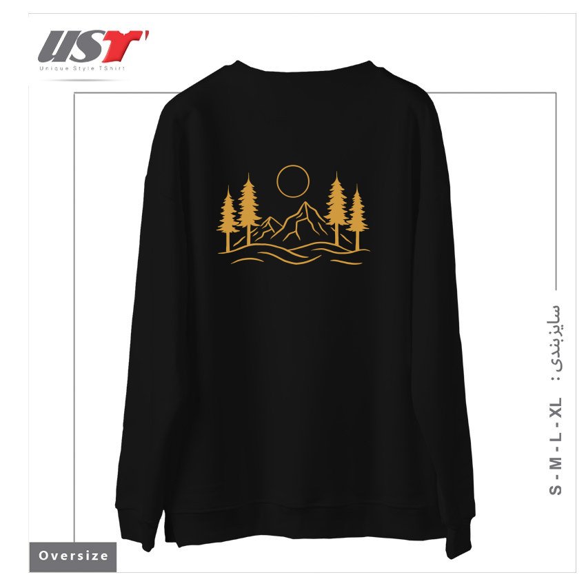 طرح WILDERNESS - GOLDEN VERSION سوییشرت اورسایزرنگ مشکی