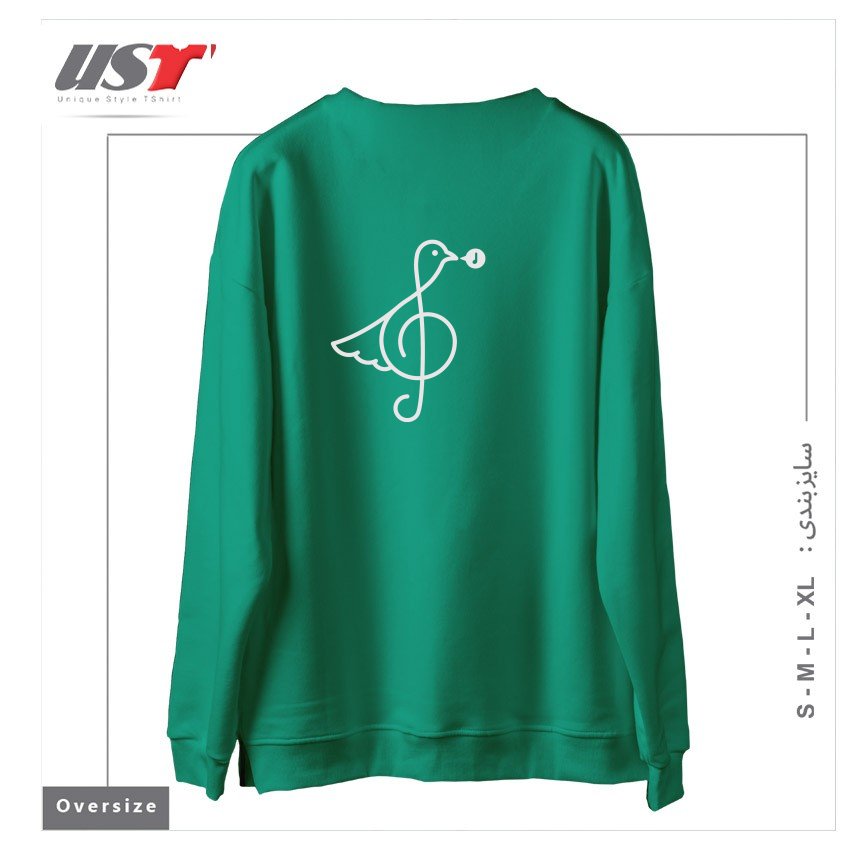 طرح BIRD SONG سوییشرت اورسایزرنگ سبز سدری