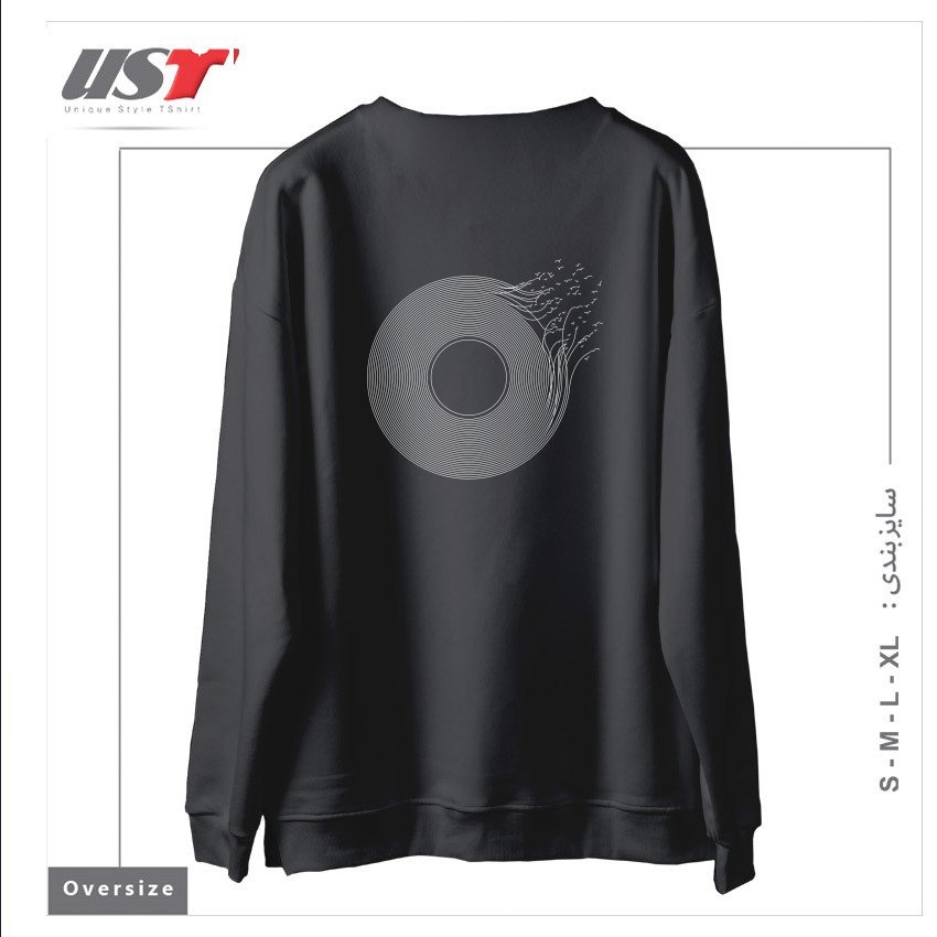 طرح BREAKING RECORD سوییشرت اورسایزرنگ دودی