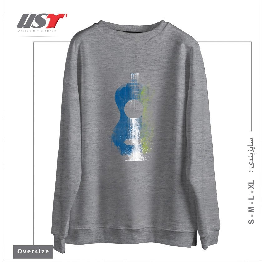 طرح BLUES سوییشرت اورسایزرنگ طوسی ملانژ