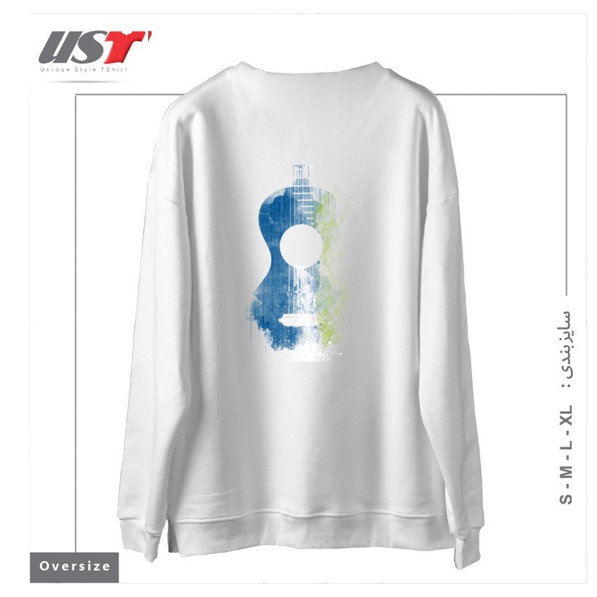 طرح BLUES سوییشرت اورسایزرنگ سفید