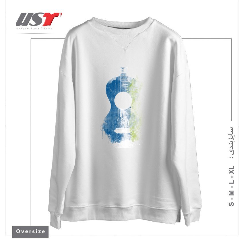 طرح BLUES سوییشرت اورسایزرنگ سفید