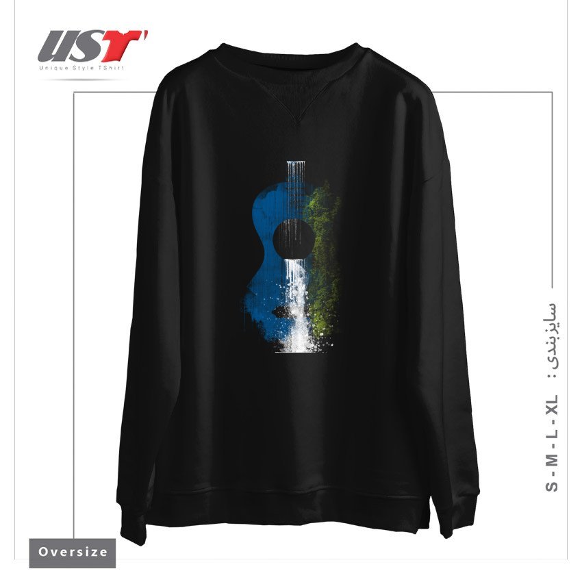 طرح BLUES سوییشرت اورسایزرنگ مشکی