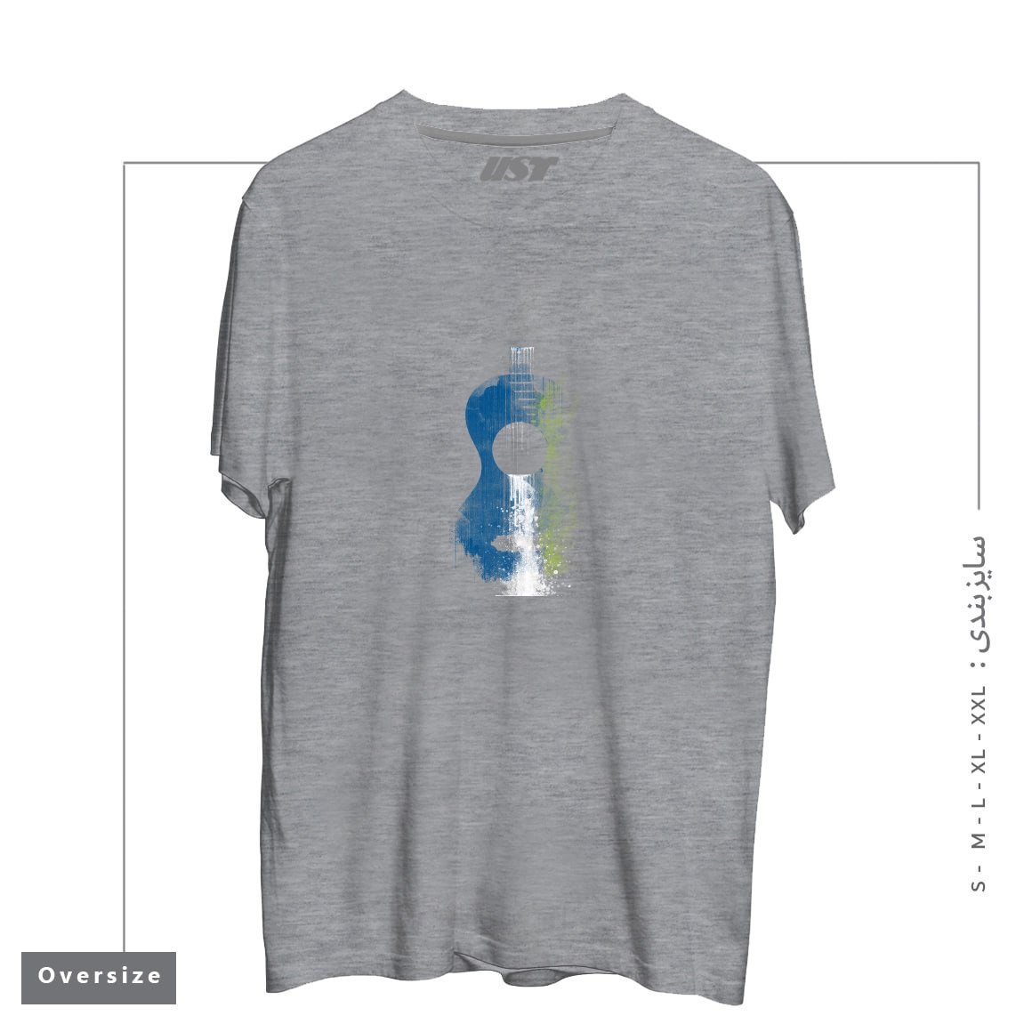 طرح BLUES تیشرت اورسایزرنگ طوسی ملانژ