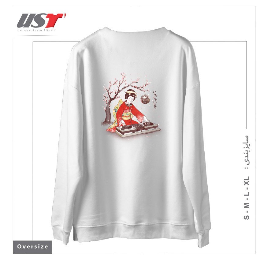 طرح DJ GEISHA سوییشرت اورسایزرنگ سفید