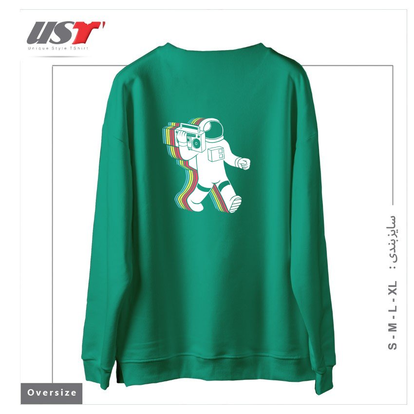 طرح FUNKALICIOUSFUNKALICIOUS سوییشرت اورسایزرنگ سبز سدری