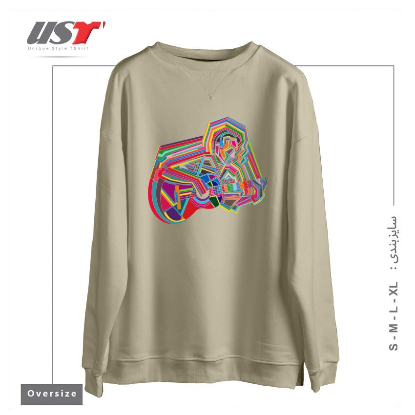 طرح GUITARIST سوییشرت اورسایزرنگ نخودی